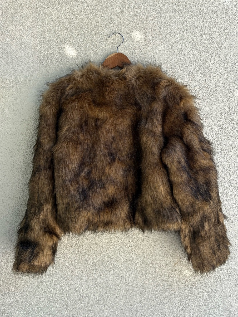 The Tribe Cropped Brown Fur Jacket - Picture 3 of 3